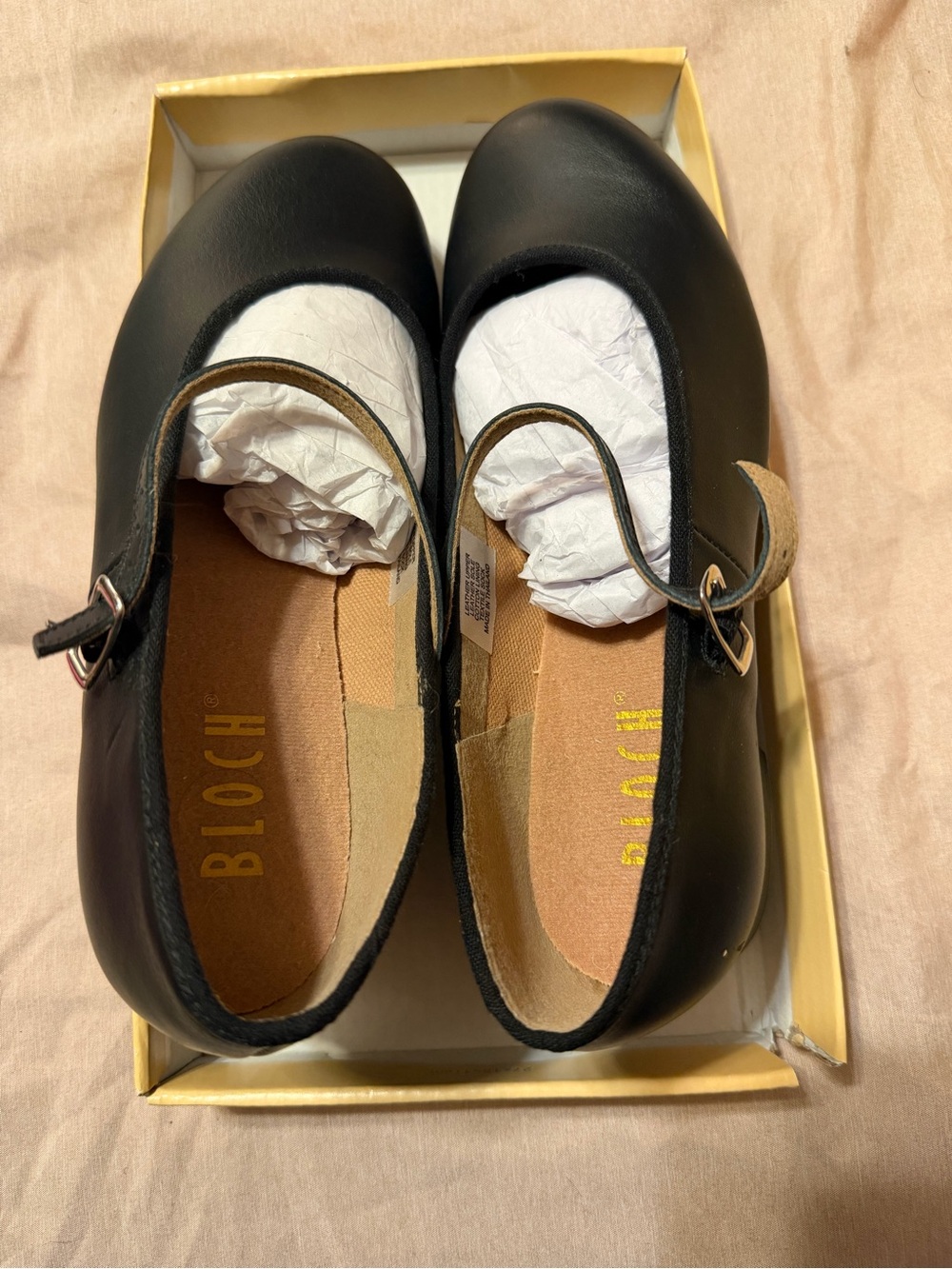 Bloch Black Mary Jane Leather Flats with Buckle Strap